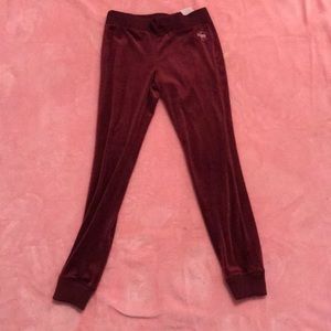 Red velvet pants